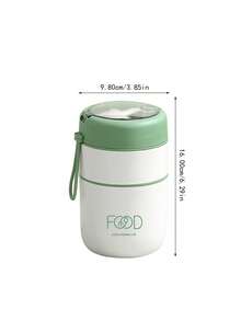 1pc Stainless Steel Breakfast Cup With Spoon, Transparent Lid, Portable, Mini Lunch Box, Suitable For Office Workers, Students, Outdoor - Multicolor - View 9