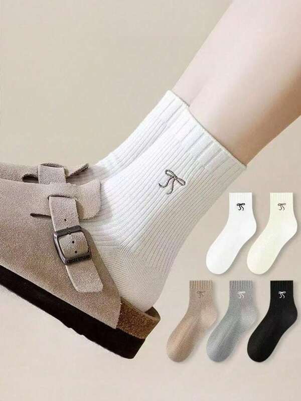 1双/5双/6双装条纹运动户外透气吸湿中筒袜