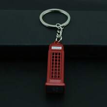 1pc London-Style Red Telephone Booth Keychain, Zinc Alloy, Casual Style, Travel Souvenir Gift For Friends - Multicolor - View 7