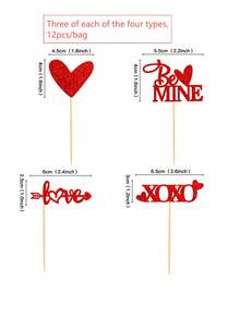 情人节纸杯蛋糕装饰 - 箭头爱心蛋糕插牌，情人节快乐蛋糕装饰签，适用于情侣周年纪念派对生日蛋糕装饰 - 純色 - 查看 11