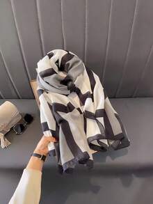 1pc Geometric Print Scarf - Soft & Breathable, Fashionable & Versatile, Suitable For Women - Casual Outdoor And Sun Protection, Butterfly Print Scarf - Multicolor - View 6