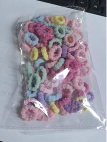 100pcs Solid Hair Tie Cute,Hair Accessories,Ponytail ,Hair Elastics,Hair Rope,Hair Ties Ponytail Holders ,Hair Rubber Bands ,Scrunchies - Multicolor - View 6