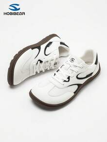 HOBIBEAR 1 Pair Patchwork Casual Sneakers For Teenagers, Rubber Sole Non-Slip, Lightweight & Comfortable, Suitable For Outdoor Activities, Suitable For Spring And Autumn - Black and White - View 2