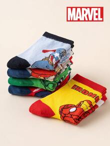 Marvel 5雙兒童超級英雄系列襪子，男孩短襪，韓式卡通春夏女童襪，超級英雄角色襪，透氣吸濕 - 彩色 - 查看 5