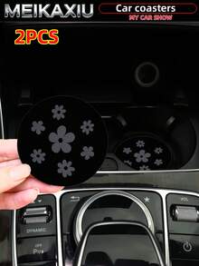 MEIKAXIU 2pcs 3D Floral Fabric Cup Mats, Car Cup Holders Coasters, Car Decor Accessories, For Women - Bubble Flowers - View 6