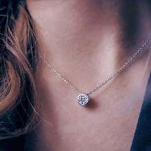 Dây chuyền mặt đá Cubic Zirconia 8mm, kiểu dáng tối giản, trong suốt, thích hợp đeo quanh xương quai xanh theo phong cách Âu Mỹ. - 419 - Xem 14