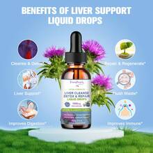 B BEWORTHS Liver Cleanse Detox & Repair Drops - Liver Supplement W/Milk Thistle Silymarin, Artichoke & Dandelion For Liver Detox & Support- 16x Potent Herb-Nutrients - 2Fl Oz Blueberry Flavor - 2 液體盎司(1 瓶裝) - 查看 8