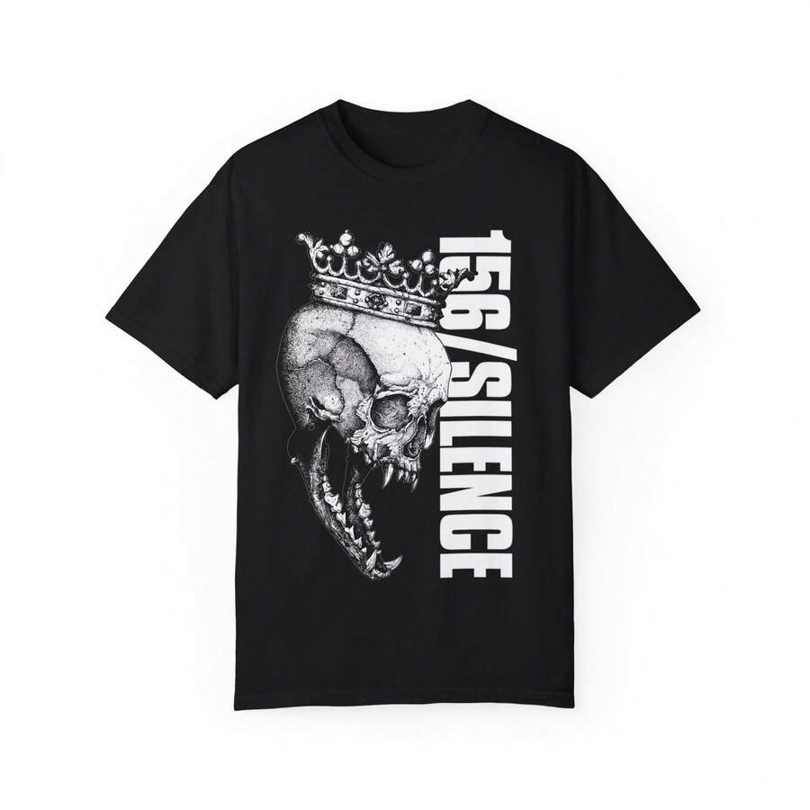 156_SILENCE Skull Crown T-Shirt, Edgy, Unisex Shirt, Band Merch - màu đen - Xem 1