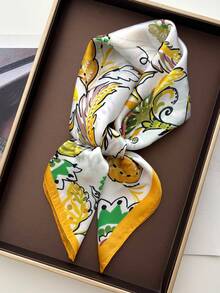 1条70厘米仿丝方巾，印花领巾，百搭领巾 - 彩色 - 查看 2