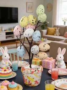 1/2 piezas Centro de mesa de árbol de huevos de Pascua - Decoración de primavera y Pascua para baby shower, fiesta en casa, celebración de boda - Multicolor - Ver 2