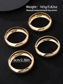 Men's Minimalist Smooth Fashion Round Personalized Bracelet Set (Excluding Gift Box) - Yellow Gold - View 5