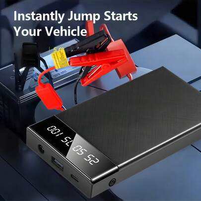 2026升级版汽车应急启动器，峰值电流便携式电池增压器，LED手电筒，USB移动电源（适用于智能手机和平板电脑），数字显示屏，紧急汽车启动器，公路旅行必备