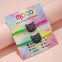 2pcs/Set Women Temperature Sensitive Color Changing Cat Unicorn Heart Pendant Necklace & Ring Jewelry Set, Year Of The Horse Gift For Girlfriend/Best Friend - 款式3 - 查看 2