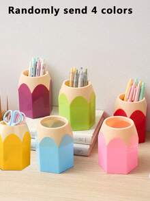 1/4pcs Set Simple & Cute Pen Holder Set, Multifunctional, Fashion & Creative Stationery Pen Holder, Suitable For Students And High Capacity Desktop Storage - Multicolor - View 17