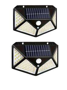 1pc 100 LED Solar Lights, Outdoor Waterproof, Motion Sensor Flood Lights With Remote Control, 3 Modes, Solar Powered, Suitable For Patio, Garage, Backyard, Garden Wall - Black - View 16