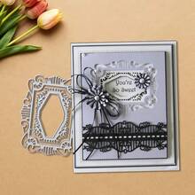 Creative Lace And Creative Labels Metal Cutting Dies, DIY Scrapbooking Album And Embossing Stencil, Greeting Card Making Tool, Card Paper Cutting Crafts ,Gift Card Making Template Die Cuts. - Silver - View 7