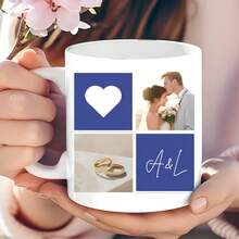 1pc Customized Mug, Personalized Wedding Photo & Letter Collage Mug, Creative Wedding Gift, Personalized Mug, Unique Gift, Couple Gift Idea, Elegant Wedding Souvenir Gift, Suitable For Valentine's Day, Wedding, Anniversary And Party Occasions - Multicolor 4 - View 5