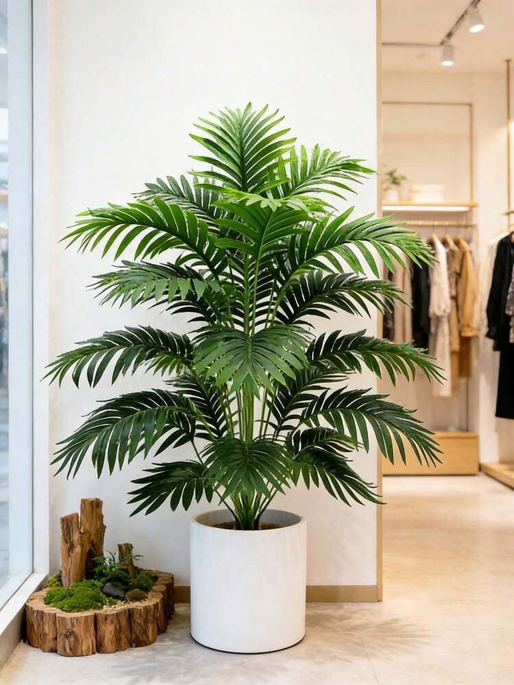 Árbol de palma artificial de 60-80 cm, plantas tropicales grandes de Monstera falsas, árbol de coco de plástico con hojas verdes, rama de árbol de palma falsa para decoración del hogar, jardín, interior, exterior, boda y fiesta - Verde - Añade 4