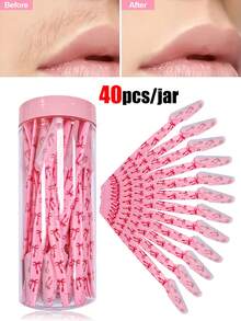 40/30/20/12 件装粉色蝴蝶结印花眉毛修剪器和面部毛发修剪器，带罐子 - 多功能去角质眉毛修剪器 - 男女通用 - 带保护盖（1/3/6/12/24/30 件装） - 彩色 - 查看 1