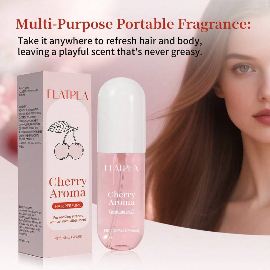 FLATPEA 女士头发香氛喷雾，樱桃香型，持久留香，甜樱桃梨香草广藿香香调，清新提神，50毫升/1.7液盎司便携装，适合日常头发和身体使用，也适合度假外出，是生日、情人节、圣诞节送给妈妈和女友的完美礼物。 - 櫻桃 - 查看 1