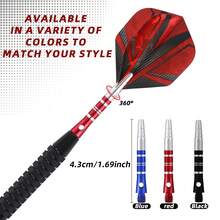 HUANQU 43mm 4-Linien gerillter drehbarer Aluminiumlegierung Dartschaft, 6er Set - 360° drehbare austauschbare Zubehörteile, Mehrfarboptionen, präzises Werfen, perfektes Geschenk zum Valentinstag, Neujahr usw. - Verschiedenfarbig - Übersicht 5