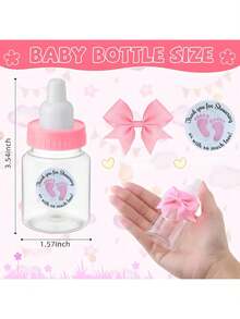 24 bộ bình sữa mini 3,5 inch dùng làm quà tặng trong tiệc mừng em bé, trò chơi quà lưu niệm, bình sữa nhựa kèm nhãn dán và nơ cảm ơn, quà tặng cảm ơn khách mời, đồ trang trí kẹo. - Nhiều màu - Xem 2