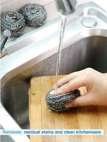 12pcs Kitchen Steel Wool Cleaning Brush - Suitable For Powerful Cleaning Of Tableware, Pots, Ovens, Grills, And Sinks | Multi-Purpose Stainless Steel Utensil And Sink Cleaning Brush