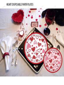 Conjunto de 10 peças de louça descartável para festa de casamento da noiva, incluindo pratos de papel de 18 cm e 23 cm e copos de papel de 270 ml, ideal para o Dia dos Namorados, aniversário de casamento, cerimônia de casamento, chá de panela e outras ocasiões. Perfeito para casamentos. - Multicolorido - Ver 5