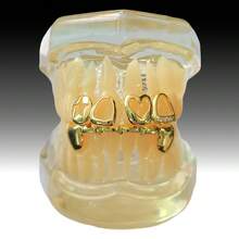 1 Set Hollow Star & Heart Zirconia Embedded Fang Tooth Jewelry, Unisex Daily, Nightclub, Party Accessory Tooth Grills