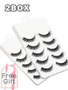 5 paia di ciglie finte in morbido e soffice pelo di visone 3D naturale, extra lunghe e folte, ciglie finte corte e spesse, cosmetici per trucco sciolto, adatte per matrimoni, feste, discoteche, lavoro quotidiano, riunioni, confortevoli da indossare, ciglie fatte a mano, estremità affusolate, allungano la forma dell'occhio, naturali e realistiche, ciglie a striscia completa, a lunga durata e voluminose, strumento di trucco popolare, kit completo per estensione ciglie - nero - Visualizzare 10