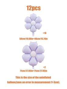 Bộ 12 quả bóng bay hình hoa cúc, bóng bay hình hoa cúc màu tím kẹo ngọt cỡ lớn và nhỏ, thích hợp cho tiệc sinh nhật, kỷ niệm, đám cưới, tiệc mừng em bé, sự kiện và trang trí nhà cửa. - Màu tím hoa cà - Xem 2