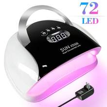72LED UV/LED Nail Lamp - Fast Curing Gel Nail Polish Dryer With 4 Timer Modes, Portable Handle Design, Salon And Home Nail Care Tool, Valentine's Day Gift - Black and White - View 8