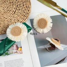 2-12个手工人造雏菊餐巾环，编织餐巾架，适用于餐桌、婚礼、家庭聚会（向日葵） - 彩色 - 查看 8