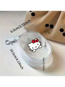 Sanrio 1个可爱三丽鸥Hello Kitty便携迷你时尚拉链收纳包透明数码包带钥匙扣，可装耳机和充电器，小巧便携，耐用拉链封口，是送给女孩和三丽鸥粉丝的完美旅行日常礼物。 - 彩色 - 查看 5