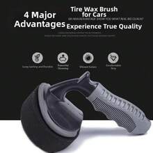 Car Tire Shine Applicator, Vehicle Tire Wheel Polishing Applicator Brush With Anti-Slip Handle, Tyre Detailing Tool Dressing Sponge Pad Brush For Car Truck SUV Motorcycle - Cọ đánh sáp lốp + miếng bọt biển - Xem 1