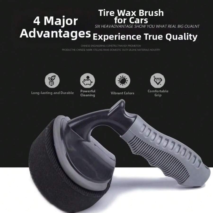 Car Tire Shine Applicator, Vehicle Tire Wheel Polishing Applicator Brush With Anti-Slip Handle, Tyre Detailing Tool Dressing Sponge Pad Brush For Car Truck SUV Motorcycle - Cọ đánh sáp lốp + miếng bọt biển - Xem 1