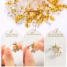 Greater Than Or Equal To 360pcs Plastic Fishhook Earring Backs For Heavy/Droopy Ears, Stud Backings With Box Storage – Hypoallergenic Locking Clutch Bullet-Style Eplacement Findings - Four-compartment Box - View 5