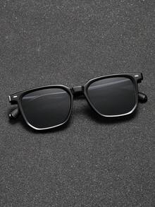 Black Retro Square Frame Plastic Sunglasses, Classic Unisex Fashion Eyewear For Outdoor Sports, Cycling, Travel, Beach, Driving, Fishing, Summer UV Protection - 黑色 - 查看 3