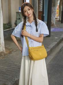 New Lightweight Multi-Compartment Casual Shoulder Crossbody Bag, Fashionable Commuter Bag For Middle-Aged And Elderly Mothers, Minimalist Design - Yellow - View 8