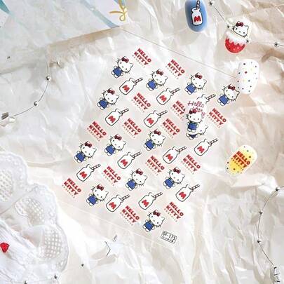 1 Set/1 Hoja Personaje de dibujos animados japoneses Gato lindo Nail Art Impermeable Pegatina DIY Relieve 3D Decoración de uñas de taza de agua, Regalo para amigos, Regalo de vacaciones, Regalo de Pascua, Crea un sentido de sorpresa, Lindo y asequible (Estilo estocástico)