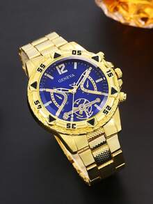 6pcs Men's Quartz Watch Set, Minimalist Style, Round Alloy Case, Business Alloy Strap, Elegant Gift Set - Multicolor - View 2