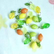 50pcs/Bag Acrylic Lemon Leaf Pendant DIY Bracelet, Phone Chain, Fruit Charm, Earrings, Jewelry Accessories