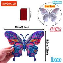 4 PEÇAS Decoração de Parede em Metal Vibrante de Borboleta, Escultura de Parede de Arte em Ferro Resistente à Ferrugem de 23,1 cm, Ornamento Decorativo Suspenso para Jardim, Pátio, Quintal, Varanda, Cerca - Presente Perfeito para Família, Amigos, Inauguração de Casa e Dia das Mães - Estilo A - Visão 3