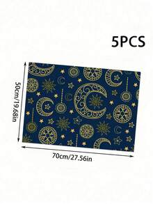 5 piezas de papel de regalo DIY para Ramadán, con patrón de luna y estrellas, papel de alta calidad, adecuado para cumpleaños, bodas, fiestas de Eid al-Fitr y otras celebraciones festivas - Multicolor - Ver 9