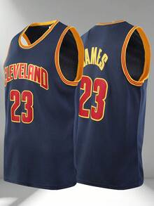 Men's Embroidered Basketball Jersey, #23 Blue Casual Sleeveless V-Neck T-Shirt, Party & Sports Wear