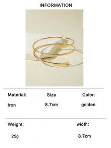 1pc Fashionable Creative Beach Vacation Metal Leaf Arm Cuff, Adjustable Geometric Spiral Starfish Seashell Bracelet, Jewelry Gift Suitable For Middle East Saudi Arabia Party - Gold - View 19