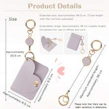 1 Set Retractable Keychain Lanyard With Cute Heart Shaped Keyring, And 1 Retractable Durable Card Holder Keychain Pouch - Multicolor - View 5