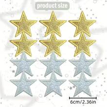 4pcs Shiny Silver Star Embroidered Patches, Iron-On/Sew-On, Suitable For Jackets, T-Shirts, Hats, Backpacks, Jeans, DIY Fashion Apparel Accessories - Multicolor - View 11