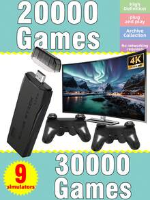 1 Set Retro Gaming Console, Built-In 20,000+ Classic Games, 9 Emulators, Supports FC/GBA/PS1, 4K HD, TV/Projector Connection, Wireless Controllers, 2-Player, Nostalgic Arcade Joystick, Suitable For Gatherings, Card-Style Design, Red & White, Great Birthday Gift For Husband Or Boyfriend