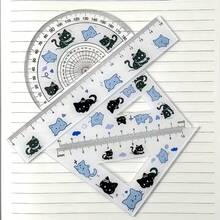 4pcs/Set Multifunctional Cat Shaped Ruler Set, Suitable For Office And Home Use - Multicolor - View 1